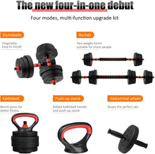 Load image into Gallery viewer, 15/20/30KG Adjustable Dumbbells Set, Barbell Weights Set 4 in 1 Kettlebell Hand Weight for Men Women Home Gym Training
