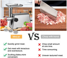 Load image into Gallery viewer, Picadoras de Carne Profesional, Salchicha y Máquina Picadoras de Carne, 3 in 1 Picadoras de Carne Multifuncional, Picadoras Eléctrica de Acero Inoxidable Cuerpo, Picadoras con 3 Placas de Molienda
