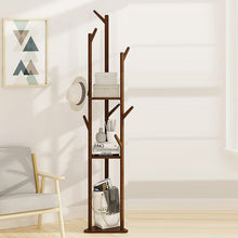 Load image into Gallery viewer, Porte Manteau sur Pieds Bambou, Porte-vêtement pour Entrée, avec 8 Crochets et à la Base Triangulaire, Stable
