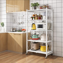 Load image into Gallery viewer, Faltbares Aufbewahrungsregal mit Rädern, Multifunktionales Metallregal, für Wohnzimmer, Küche, Duschzimmer, Garderobe, Schlafzimmer

