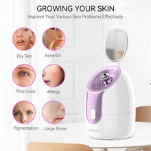 Load image into Gallery viewer, Facial Sauna Facial Steamer Nano Ionic Facial Steamer 20 Minutes Steam Time 145 ml Large Water Tank Face Steamer Humidifier Pore Cleaner Device for Face Skin Care Face Care Face Care Spa
