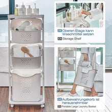Load image into Gallery viewer, Chariot à linge, panier à linge, Corbeille À linge avec 3 Paniers Amovibles avec Roulettes
