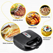 Load image into Gallery viewer, Gaufrier 8 in 1 - Macchina per sandwich, waffer, 8 piastre antiaderenti rimovibili e intercambiabili, termosifone double face, termostato automatico, 750 W, 22 x 22,5 x 10,5 cm
