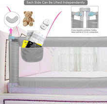 Load image into Gallery viewer, Barrière de Lit Protection Antichute Réglable pour Lit d'enfant, Sécurité pour Bébé, en Hauteur 100cm, Cadre en métal, de 0 à 6 Ans
