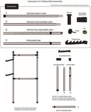 Load image into Gallery viewer, Perchero de Ropa Telescópico Altura Ajustable Carril de Ropa de Acero Resistente Bastidor de Ropa Sistema de Perchero Extensible con 1 / 3/ 4 Barras
