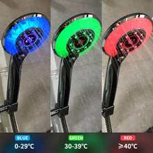 Load image into Gallery viewer, Pommeau de douche à 3 modes - Pomme de douche à économie d'eau - Pommeau de douche avec LED - Affichage de la température
