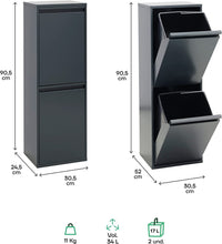 Load image into Gallery viewer, Poubelle de tri sélectif, 2 seaux, 2 x 17 L (34 L)
