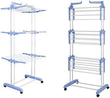 Load image into Gallery viewer, Foldable Clothes Rack, Mobile Clothes Dryer, Clothes Spread, 4 Floors 4 Wheels, Side Fenders, Stainless Steel Tubes with Bottom Storage Space for Shoes
