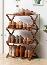 Load image into Gallery viewer, Shoe Shelves Folding Shoe Shelf Multifunctional Storage Shelf Anti-Dust Natural Bamboo
