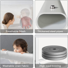 Load image into Gallery viewer, Barrière de Lit Protection Antichute Réglable pour Lit d'enfant, Sécurité pour Bébé, en Hauteur 100cm, Cadre en métal, de 0 à 6 Ans
