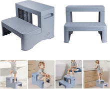Load image into Gallery viewer, Non-slip Footboard with 2 Steps for Children, Baby Stool in Stockings Grey &amp; Yellow 35*34*27 cm for Bathroom / Kitchen / Potty Training
