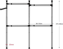 Load image into Gallery viewer, Clothing Coat Rack Telescopic Height Adjustable Steel Clothing Rail Resistant Clothing Frame Extendable Coat Rack System with 1 / 3 / 4 Bars (C)
