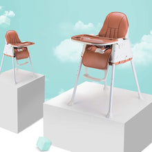 Load image into Gallery viewer, Chaise Haute pour Bébé 3 en 1, Chaise Haute Enfant Réglable, Réglable pour Hauteur Ceinture Dossier Tablette de repas, Avec 4 Roues Amovibles, Nettoyage Facile Coussin Confort (Café)
