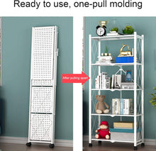 Load image into Gallery viewer, Faltbares Aufbewahrungsregal mit Rädern, Multifunktionales Metallregal, für Wohnzimmer, Küche, Duschzimmer, Garderobe, Schlafzimmer

