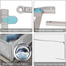 Load image into Gallery viewer, Barrière de Lit Protection Antichute Réglable pour Lit d'enfant, Sécurité pour Bébé, en Hauteur 100cm, Cadre en métal, de 0 à 6 Ans
