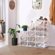 Load image into Gallery viewer, Cajas de Zapatos, Paquete de 12 Cajas de Almacenamiento de Zapatos Transparentes, Cajas para Zapatos de Plástico Plegable, 33×23×14 cm por Casillero, para Zapatos, Tacones Altos, Zapatillas de Deporte
