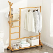 Load image into Gallery viewer, Portant à Vêtements, Penderie avec Roulettes, avec Compartiment pour Pantalon et Rangement Inférieur, avec 6 Crochets
