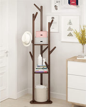 Load image into Gallery viewer, Porte Manteau sur Pieds Bambou, Porte-vêtement pour Entrée, avec 8 Crochets et à la Base Triangulaire, Stable
