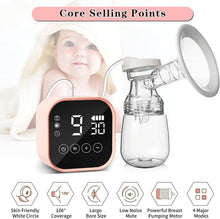 Load image into Gallery viewer, Tire-lait électrique double avec 4 modes et 9 niveaux, pompe à lait rechargeable ultra silencieuse, avec 2 bouteilles de lait
