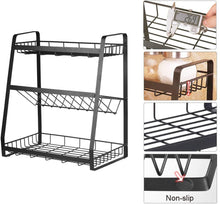 Load image into Gallery viewer, Étagère à épices étagère en métal pour épices porte-épices étagère à épices étagère à épices cuisine cuisine sans perçage en métal à 3 niveaux pour shakers à épices bouteille d'huile pots à épices
