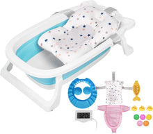 Load image into Gallery viewer, Foldable Baby Bathtub, Baby Bath Bath with Support, Baby Shower Bath with Non-slip Feet and Temperature Display
