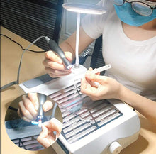 Load image into Gallery viewer, Nail Vacuum Cleaner with Lamp, Professional Nail Dust Compartments Collector Nail Dust Extraction Manicure, Nail Studio Personal Use
