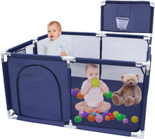 Load image into Gallery viewer, Baby Park with Basketball Hoop, Washable Foldable Baby Play Park, Children's Activity Center Park, Large Indoor Adapted Outdoor Park with Protective Grid
