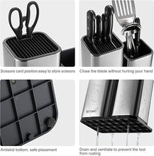 Load image into Gallery viewer, Universal Knife Block, Knife Scissors Organiser with 14 Slots and Drain Design, Space-Saving Knife Storage, Easy Cleaning/Removable, for Home, Restaurant, Kitchen
