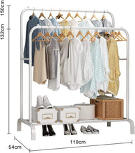 Load image into Gallery viewer, Coat racks Donkey Independent Hangers Double Bar Shelf, Multifunctional Resistant Metal Coat Rack for Home, 150/132 × 54 × 110 CM
