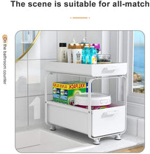 Load image into Gallery viewer, 2 Niveaux Etagere de Rangement sous Evier Rack, avec tiroir coulissant pour Cuisine, Salle de Bain, Chambre, en Acier Inoxydable
