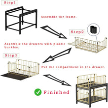 Load image into Gallery viewer, Kitchen Shelf Shelf with 2 Basket Drawers, Floor Cabinet Shelf, 2 Levels, Spice Rack, Stainless Steel, Sliding Drawer, Storage, Bathroom Organiser Shelf for Home and Office
