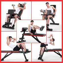 Load image into Gallery viewer, 5-in-1 Panca Pesi Regolabile Multifunzione, Panca per Pesi con 7 Direzioni Schienale Regolabile, Panca Pesi Pieghevole da Allenamento per Addominali, Panca Fitness per Casa Palestra Max 150kg
