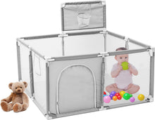 Load image into Gallery viewer, Parc Bébé avec Panier De Basket, Parc De Jeux Bébé Pliable Lavable, Parc Centre d'activités pour Enfants, Grand Parc Adapté Intérieur Extérieur avec Grille de Protection
