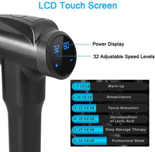 Load image into Gallery viewer, Handheld Muscle Massage Gun, Deep Tissue Massager 32 Gear, Powerful Cordless Percussion Massage Gun, Portable Massage Device with 5 Massage Heads, LCD Display
