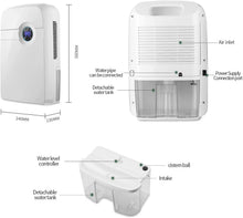 Load image into Gallery viewer, Portable Electric Dehumidifier, 2.5L Silent Dehumidification, Dehumidifier with Remote Control and Removable Tank, for Home Office
