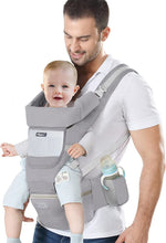 Load image into Gallery viewer, Baby Carrier with Ergonomic Hip Seat Newborn Multifunctional Adjustable Baby Carrier Front and Rear for Child from 3 Months to 3 Years (3-20 kg) Grey
