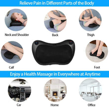 Load image into Gallery viewer, Shiatsu Massage Cushion with 8 3D Rolls Massager Pillow with Heat to Knead Relax Contractures and Muscle Aches at Home Car Office Black
