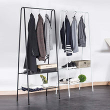 Load image into Gallery viewer, Piantana Appendiabiti, Attaccapanni con 2 Ripiani Porta-Scarpe, Acciaio, 151 x 60 x 36 cm
