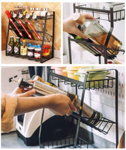 Load image into Gallery viewer, Étagère à épices étagère en métal pour épices porte-épices étagère à épices étagère à épices cuisine cuisine sans perçage en métal à 3 niveaux pour shakers à épices bouteille d'huile pots à épices
