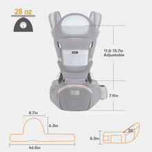 Load image into Gallery viewer, Baby Carrier with Ergonomic Hip Seat Newborn Multifunctional Adjustable Baby Carrier Front and Rear for Child from 3 Months to 3 Years (3-20 kg) Grey
