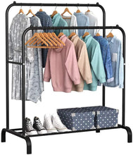 Load image into Gallery viewer, Coat racks Donkey Independent Hangers Double Bar Shelf, Multifunctional Resistant Metal Coat Rack for Home, 150/132 × 54 × 110 CM
