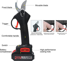 Load image into Gallery viewer, Professional Cordless Electric Pruning Shears 32mm Cutting Diameter Garden Pruner with Battery 2 Batteries Rechargeable Scissors Electric Branch for Gardens Parks Farms Greenhouses
