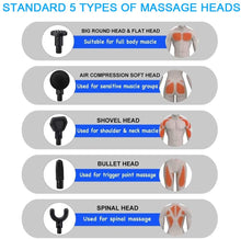 Load image into Gallery viewer, Handheld Muscle Massage Gun, Deep Tissue Massager 32 Gear, Powerful Cordless Percussion Massage Gun, Portable Massage Device with 5 Massage Heads, LCD Display
