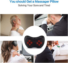 Load image into Gallery viewer, Shiatsu Massage Cushion with 8 3D Rolls Massager Pillow with Heat to Knead Relax Contractures and Muscle Aches at Home Car Office Black
