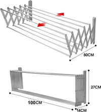 Load image into Gallery viewer, Sinbide Retractable Drying Rack - Wall Mount - Robust and Compact - Clothes Dryer with 9 Bars of 100 cm for Indoor and Outdoor
