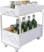 Load image into Gallery viewer, 2 Niveaux Etagere de Rangement sous Evier Rack, avec tiroir coulissant pour Cuisine, Salle de Bain, Chambre, en Acier Inoxydable
