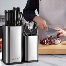 Load image into Gallery viewer, Universal Knife Block, Knife Scissors Organiser with 14 Slots and Drain Design, Space-Saving Knife Storage, Easy Cleaning/Removable, for Home, Restaurant, Kitchen

