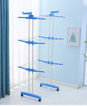 Load image into Gallery viewer, Foldable Clothes Rack, Mobile Clothes Dryer, Clothes Spread, 4 Floors 4 Wheels, Side Fenders, Stainless Steel Tubes with Bottom Storage Space for Shoes
