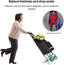 Load image into Gallery viewer, Foldable Shopping Trolley with Wheels, 6 Wheels, Shopping Trolley with Bag, Waterproof, Removable, Market, Elastic Band (Black)

