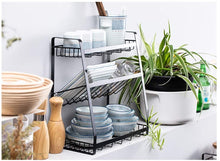 Load image into Gallery viewer, Étagère à épices étagère en métal pour épices porte-épices étagère à épices étagère à épices cuisine cuisine sans perçage en métal à 3 niveaux pour shakers à épices bouteille d'huile pots à épices
